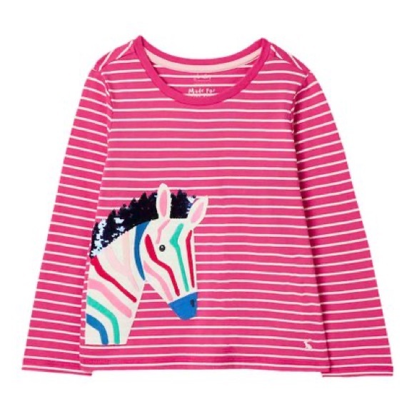 NWT Joules | Pink Stripe Zebra Ava Long-Sleeve Tee - Picture 1 of 5